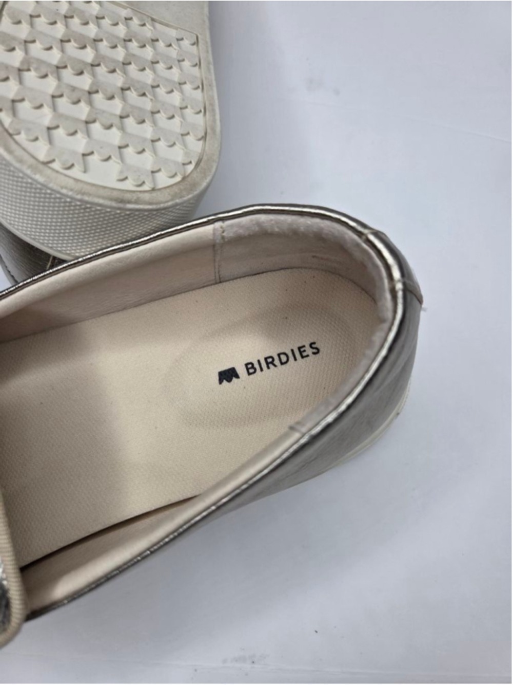 Birdies Swift Leather Gold Slip On Sneakers Women's Size 10.5 Metallic - Picture 11 of 12